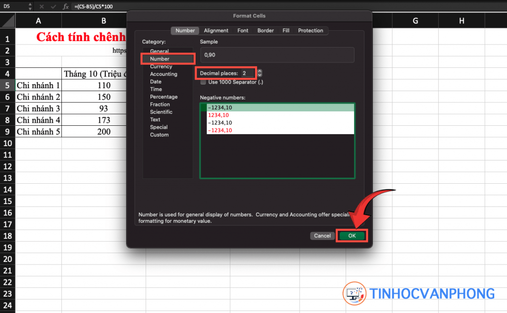 tính chênh lệch phần trăm trong Excel - Ảnh 5