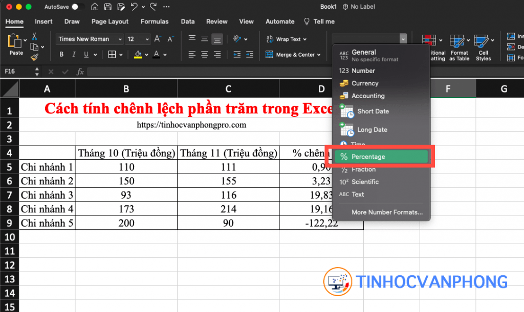 tính chênh lệch phần trăm trong Excel - Ảnh 10