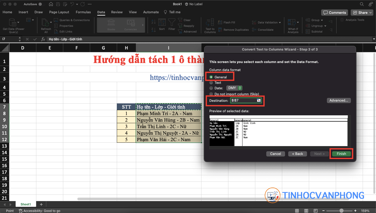 Hướng dẫn tách 1 ô thành nhiều ô trong Excel - Ảnh 10