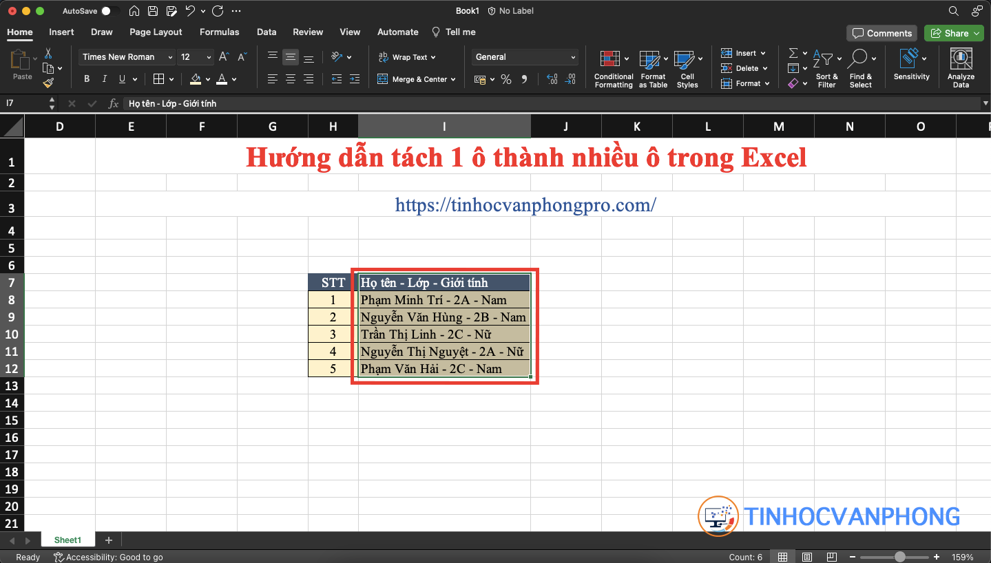 Hướng dẫn tách 1 ô thành nhiều ô trong Excel - Ảnh 6