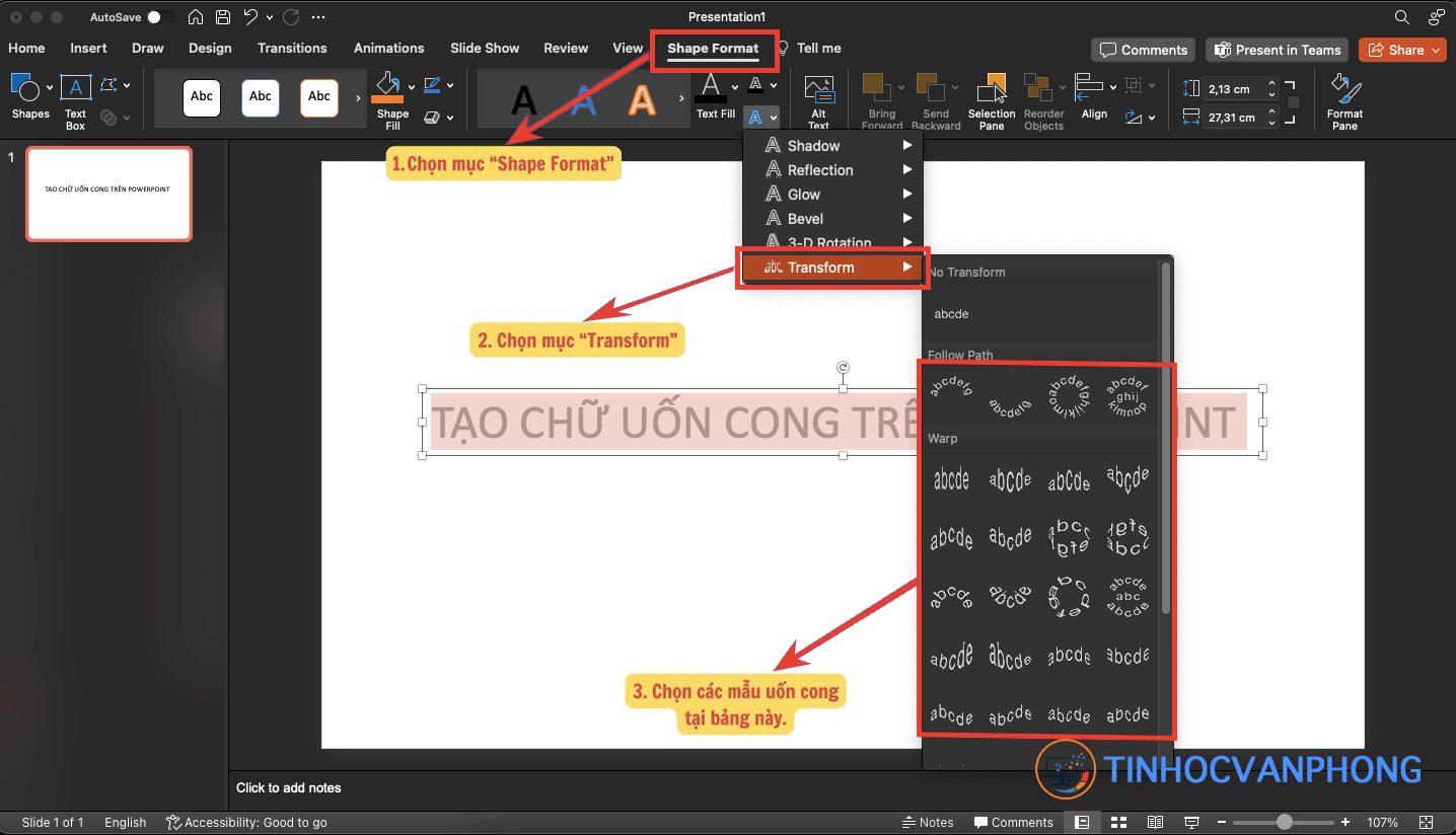 Cách tạo chữ uốn cong trên PowerPoint - ảnh 3