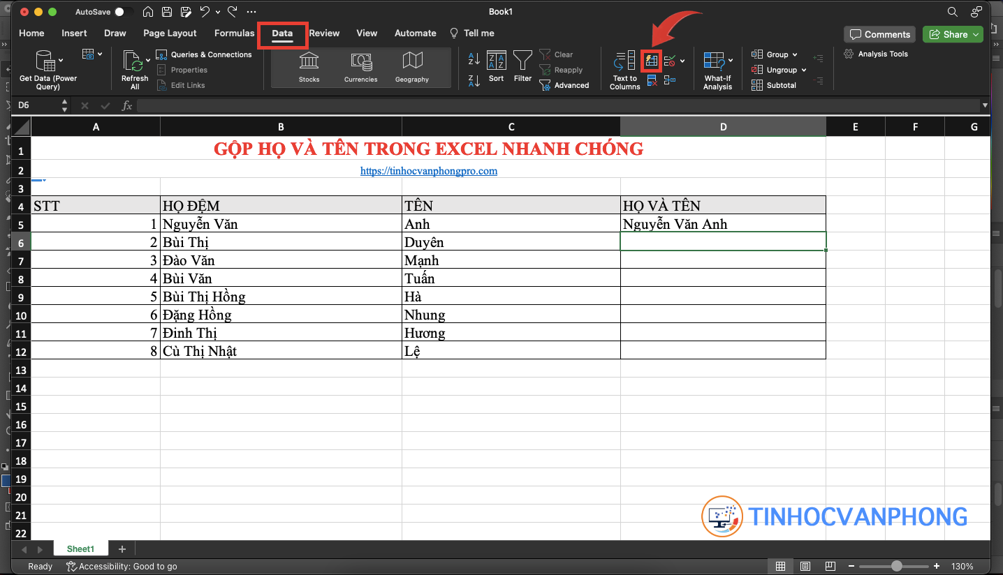 Hướng dẫn gộp họ và tên trong Excel một cách nhanh chóng và hiệu quả - ảnh 10