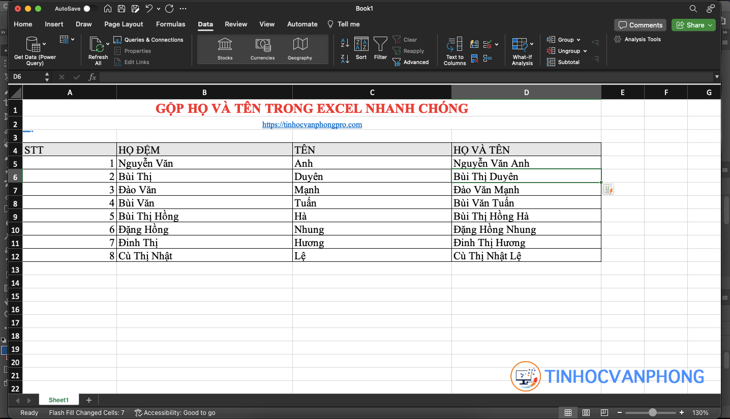 Hướng dẫn gộp họ và tên trong Excel một cách nhanh chóng và hiệu quả - ảnh 11