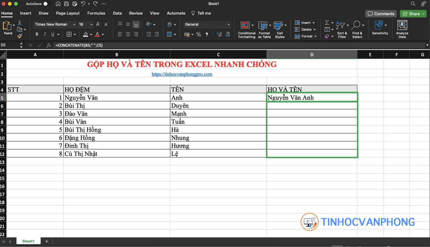 Hướng dẫn gộp họ và tên trong Excel một cách nhanh chóng và hiệu quả - ảnh 4