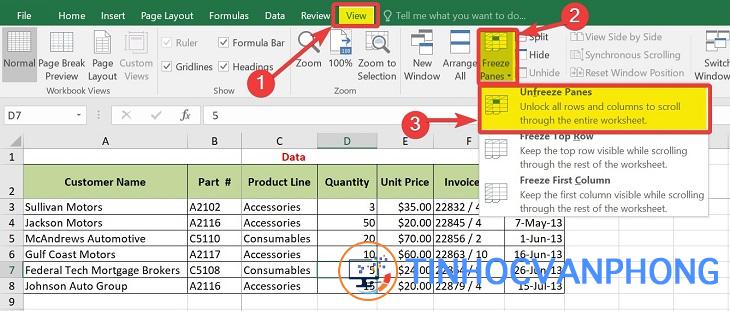 Cách loại bỏ cố định cột và dòng - Ảnh 1