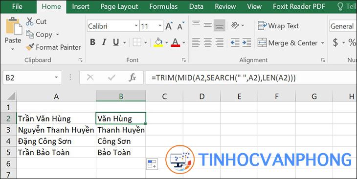 Hướng dẫn sử dụng hàm MID trong Excel để tách chuỗi - Ảnh 2