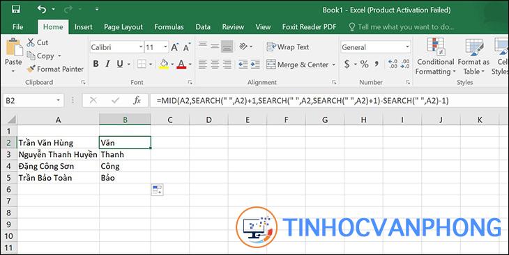 Hướng dẫn sử dụng hàm MID trong Excel để tách chuỗi - Ảnh 3