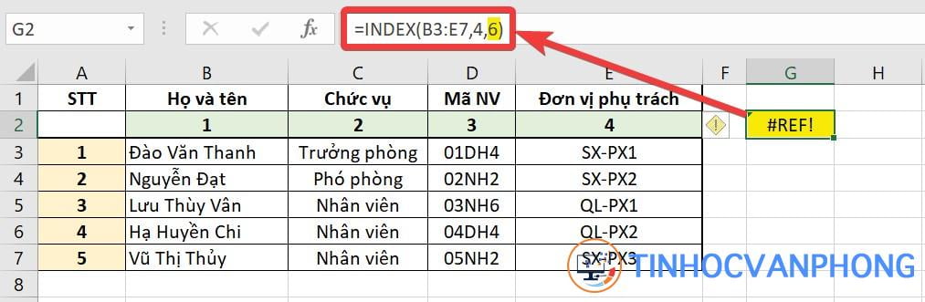 Hàm INDEX trong Excel - Ảnh 7