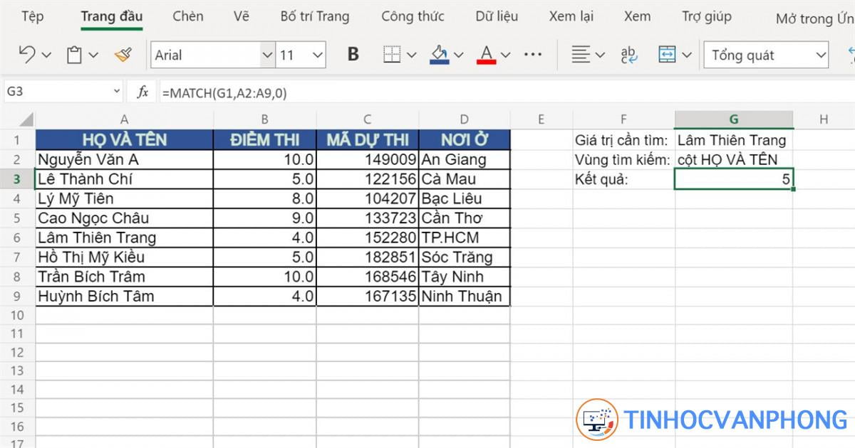 Hàm MATCH trong Excel - Ảnh 9