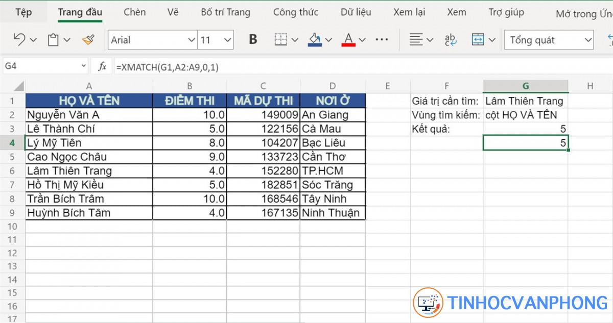 Hàm MATCH trong Excel - Ảnh 8