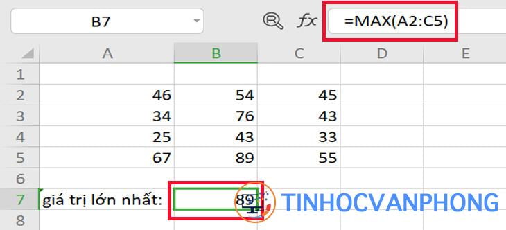 Hàm MAX trong Excel - Ảnh 1