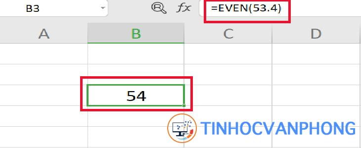 Hàm EVEN trong Excel