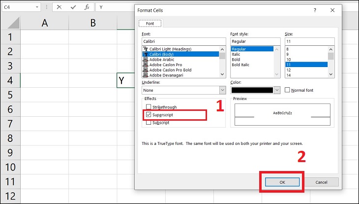 Hướng dẫn viết số mũ, chỉ số trên, chỉ số dưới trong Excel - Ảnh 3