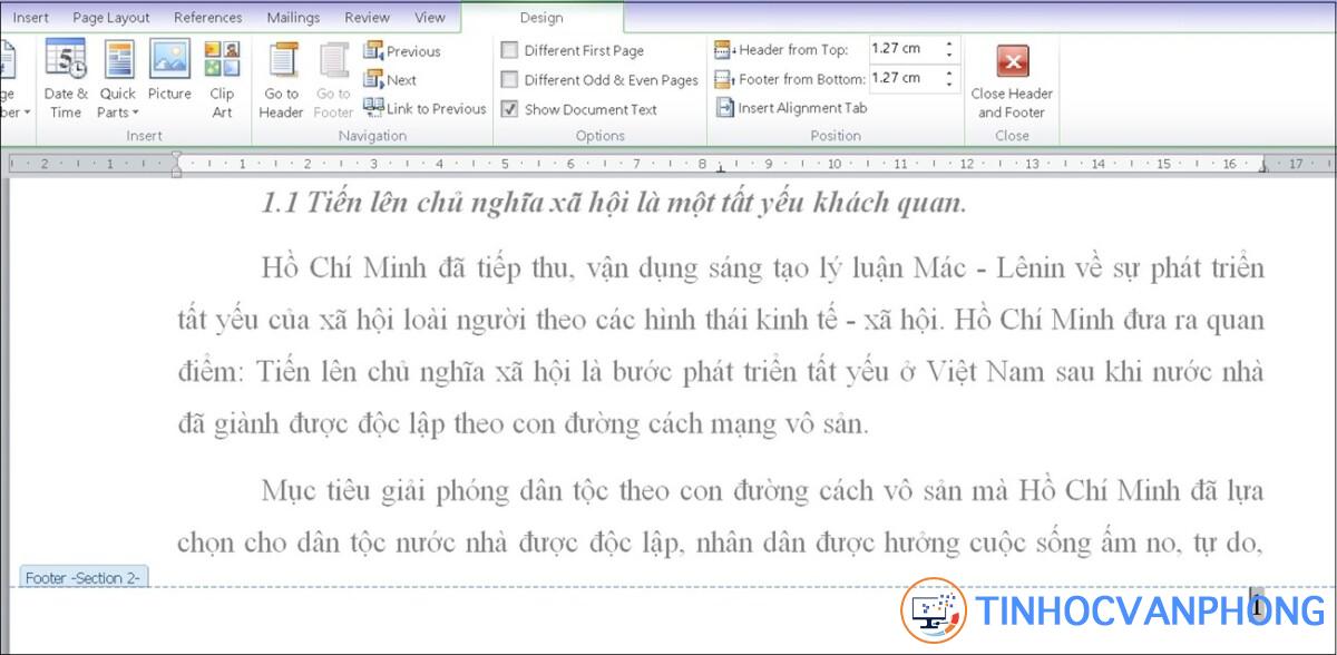 Trong phần Design> mục Link to Previous để tiến hành xóa liên kết