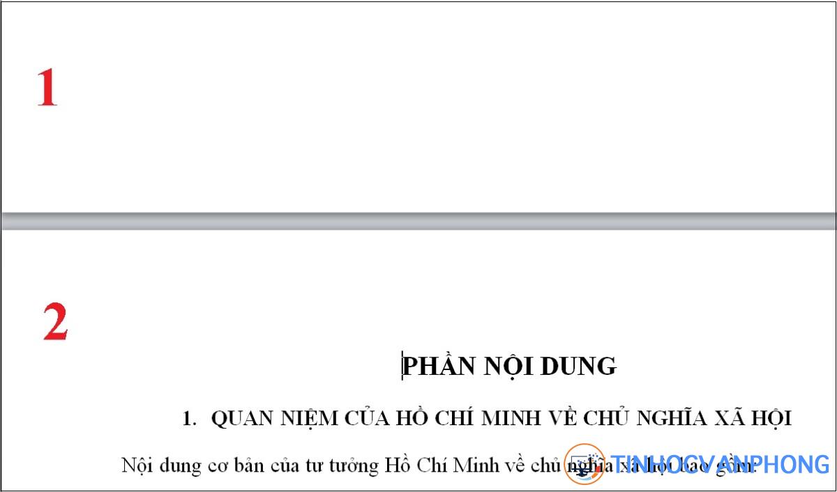 Trang được tách thành hai phần