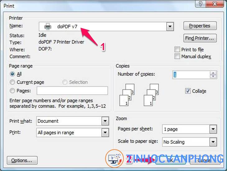 Cách sử dụng phần mềm doPDF - Bước 2