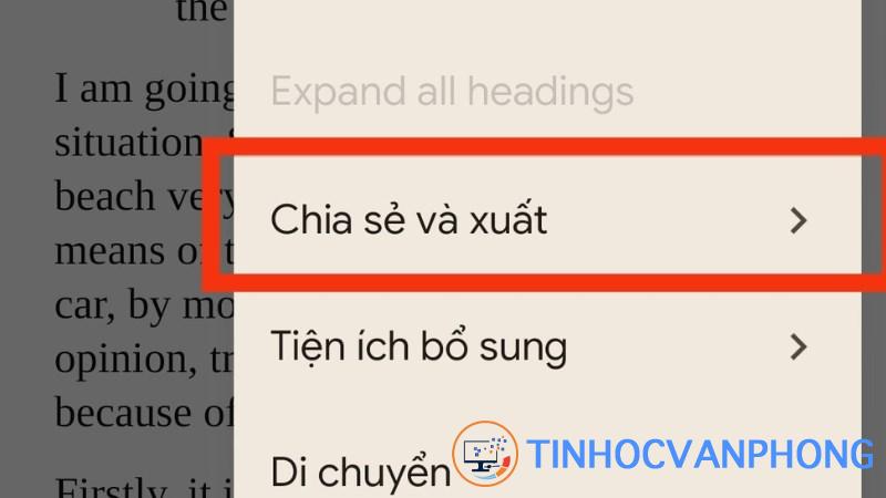 Chọn Chia sẻ và xuất