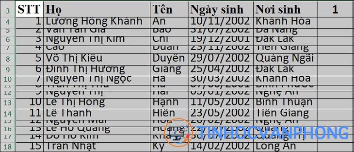 Bạn bấm đồng thời phím tắt Ctrl + A để bôi đen dữ liệu