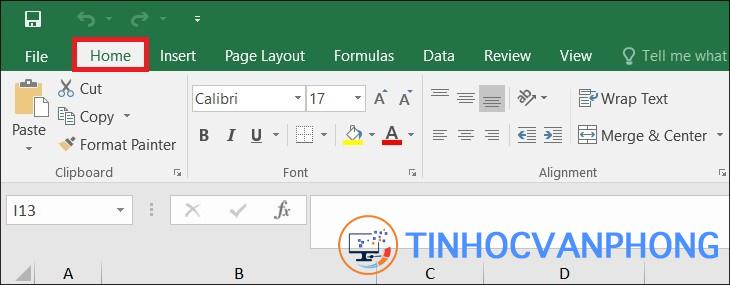 Tiếp đến, bạn chọn thẻ Home trên thanh Ribbon
