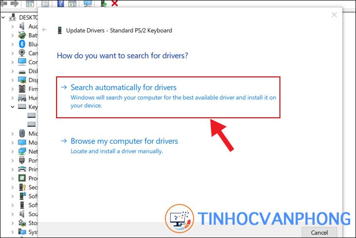 Chọn Search automatically for driver