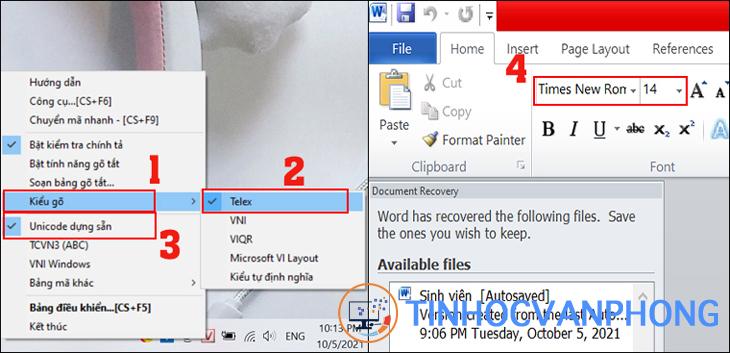 Đối với chế độ Unikey, ở ô Kiểu gõ bạn chọn Kiểu gõ Telex, chọn Unicode dựng sẵn và chọn font chữ Time News Roman.
