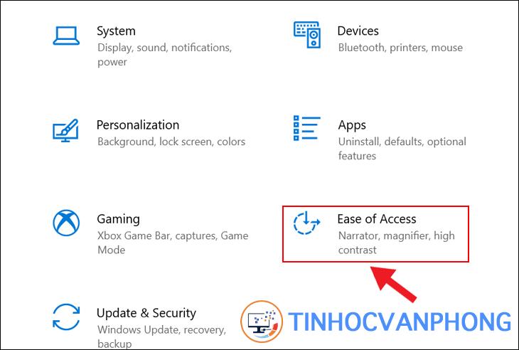 Chọn Ease of Access